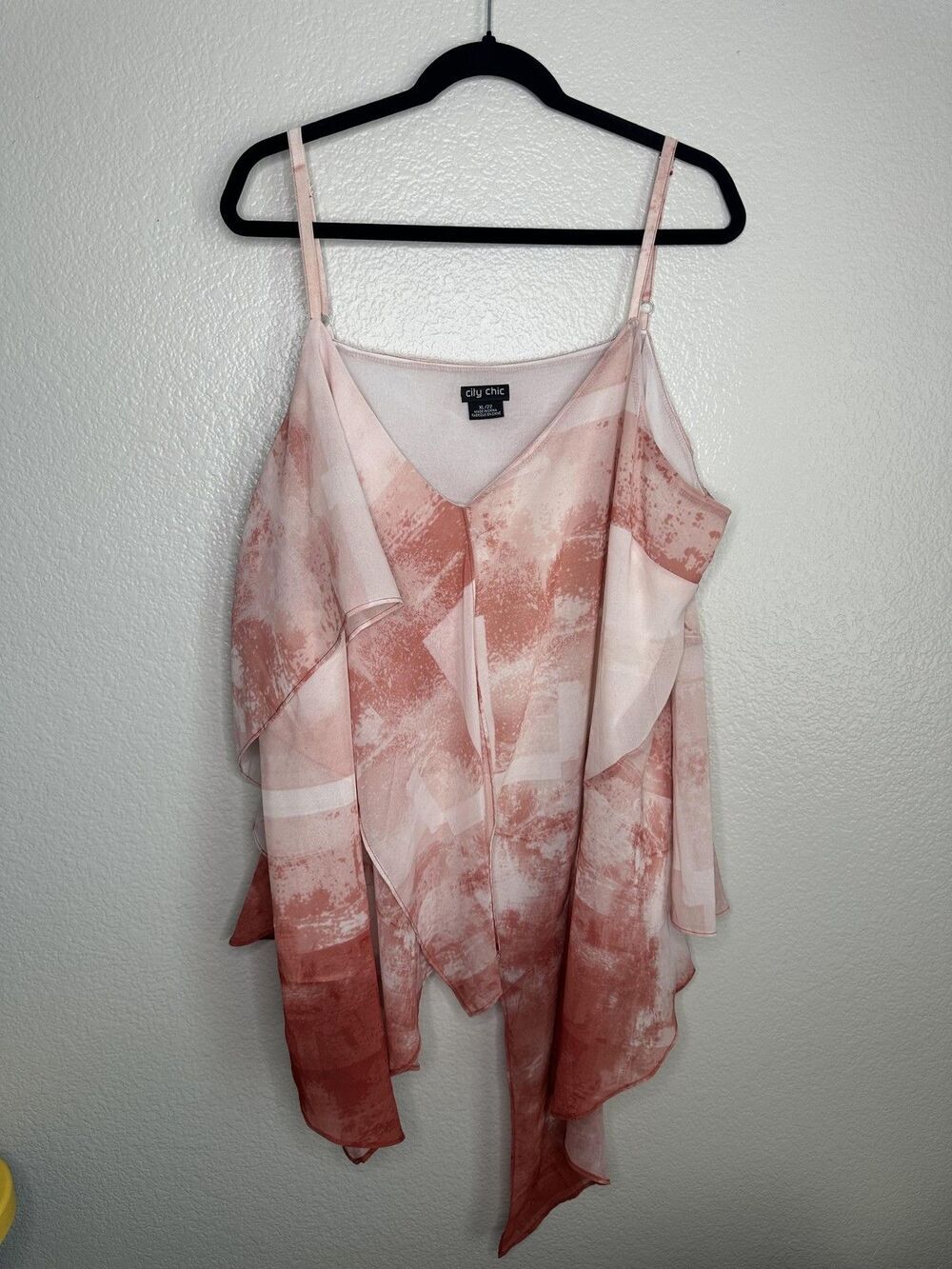 City Chic Tank Top Womens XL 22 Asymmetrical Layered Handkerchief Hem Blouse